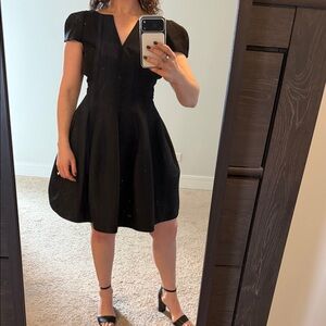 Halston Black Cap Sleeve Mini Dress